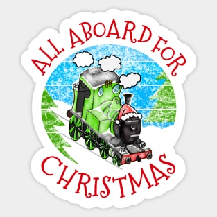 Steam Train All Aboard For Christmas Xmas 2022 Sticker